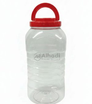 Clear plastic jar with red  lid 3kg