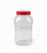 Clear plastic jar with red lid 1300 ml