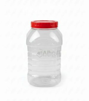 Clear plastic jar with red lid 1300 ml