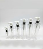 Transparent lotion and shampoo bottles