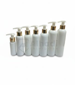 White pet pump bottles
