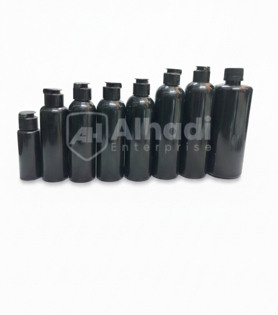 Round Black pet bottles