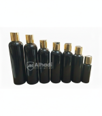 Round Black pet bottles with golden and silver lid